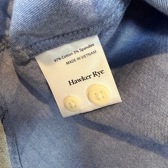 Hawker Rye Short Sleeve Shirt Men's M Tall button down collar fish / shark print - Picture 7 of 8